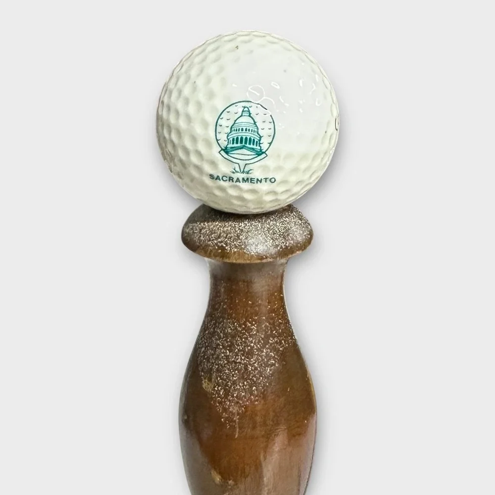 Vintage Budweiser Beer Tap Handle Golf Ball Top Wood Brass Bar Pub 13